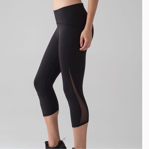 Lulu Lemon crop leggings, mesh section on each leg